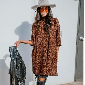 Dressed in LALA Icon Mock Neck Leopard Top